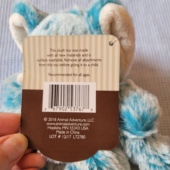 Animal Adventure Baby Plush Toy Lovey Security Blanket Blue Elephant 13 in Squar - Picture 6 of 7
